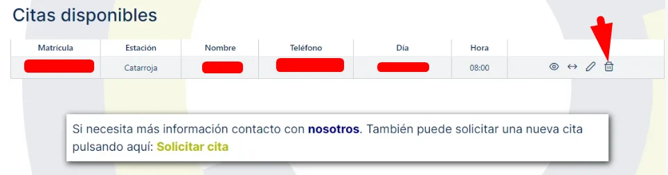 Eliminar cita en SITVAL